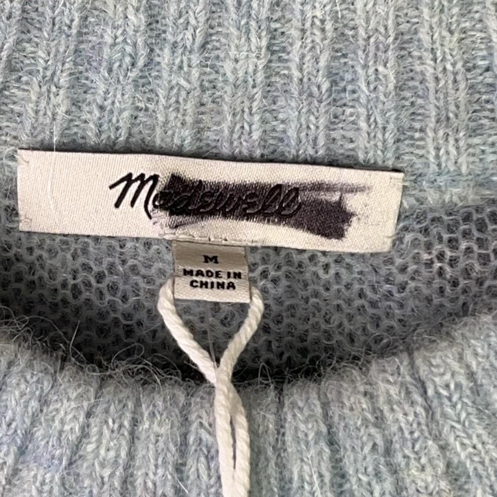 Madewell Oversized Pullover Sweater Alpaca Blend Blue Aqua Stripe Womens M NWT - Picture 4 of 8